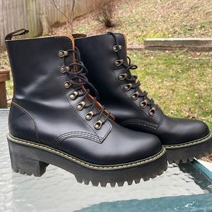 Women’s Doc Martens. LEONA WOMEN'S VINTAGE SMOOTH LEATHER HEELED BOOTS. Size 10.